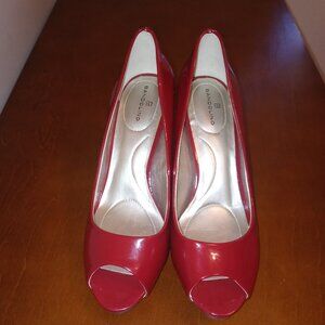 Red Open Toe High Heels Size: 7.5